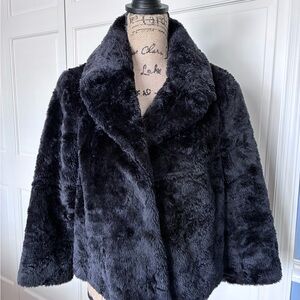 White House Black Market Plush Black Teddy Jacket